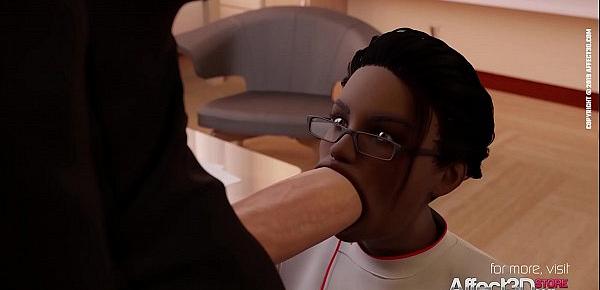  Ebony Nurse helping her futanari patient in a cool 3d animation